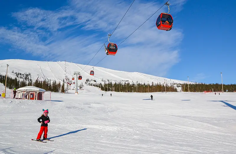 Ski slopes and gondola lifts in Ylläs Lapland